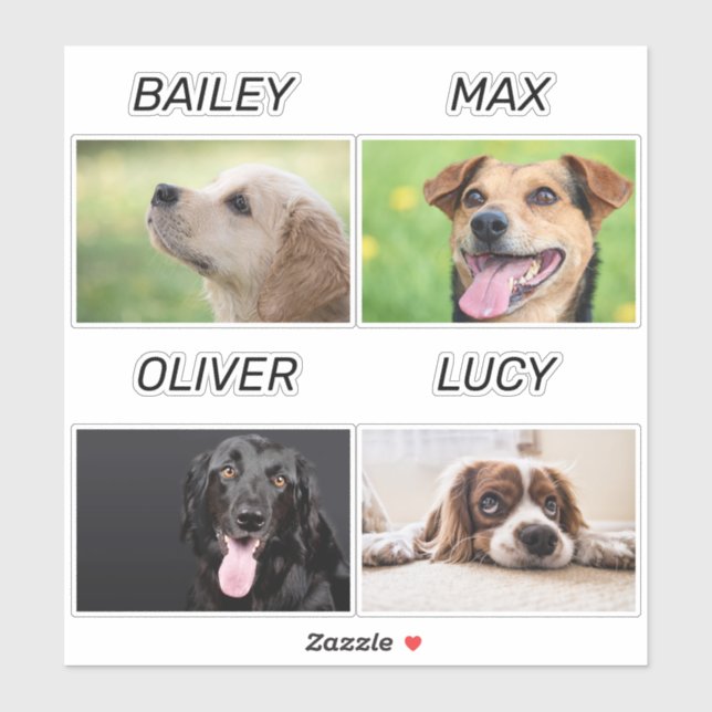 Benutzerdefiniertes Hunde-Foto und Hundename Perso Aufkleber (Blatt)