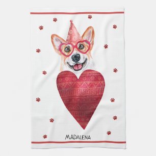 Benutzerdefiniertes Hunde Liebhaber Valentinstag G Geschirrtuch