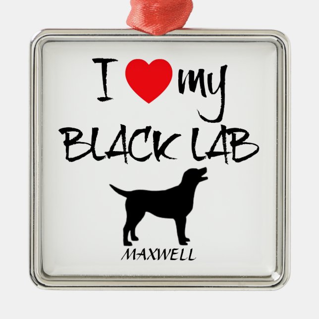 Benutzerdefiniertes I-Liebe in meinem schwarzen La Silbernes Ornament (Vorne)