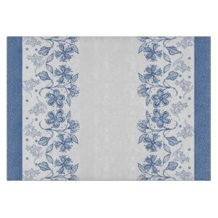 Benutzerdefiniertes Indigo-Blau-Blumenrand-Schneid Schneidebrett