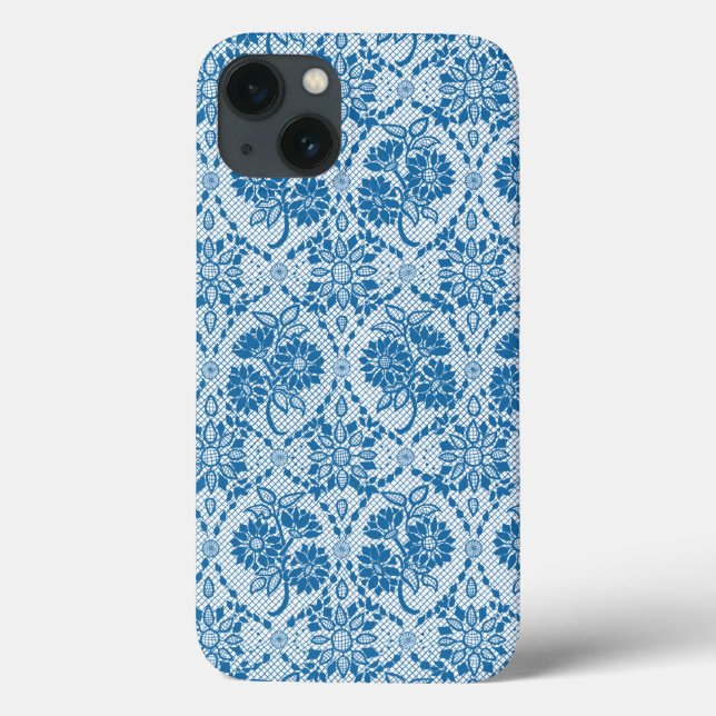 Benutzerdefiniertes Indigo Blue Floral Imitate Spi Case-Mate iPhone Hülle (Rückseite)