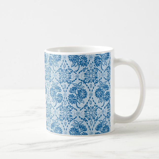 Benutzerdefiniertes Indigo Blue Floral Imitate Spi Kaffeetasse (Rechts)