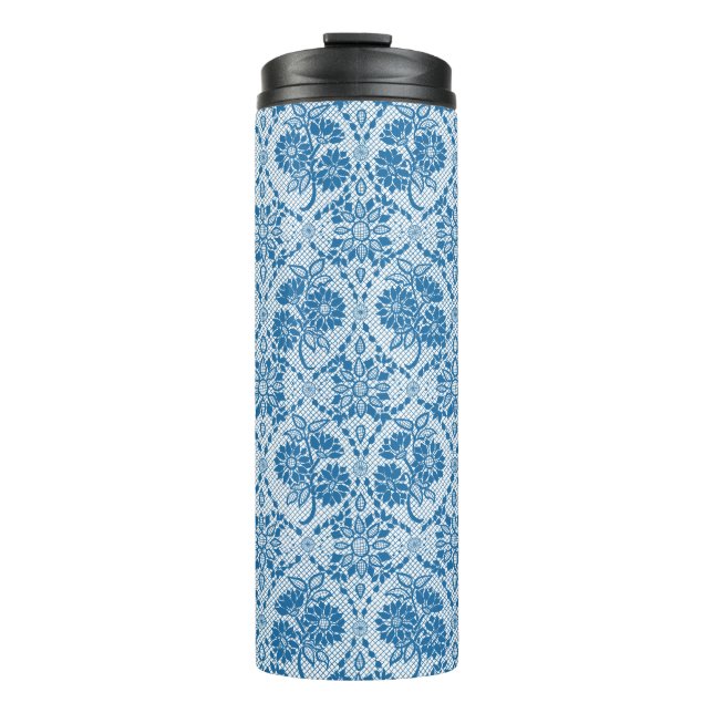 Benutzerdefiniertes Indigo Blue Floral Imitate Spi Thermosbecher (Vorderseite)