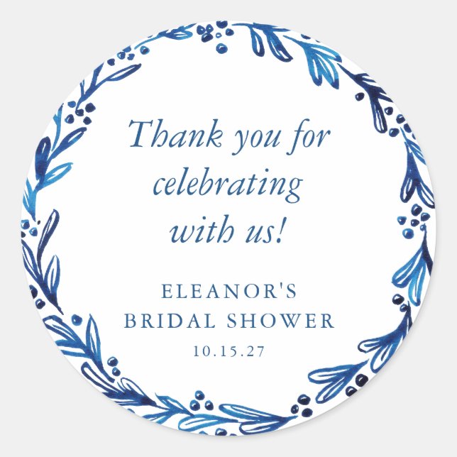 Benutzerdefiniertes Indigoblau Tinte Botanisches B Runder Aufkleber (Vorderseite)