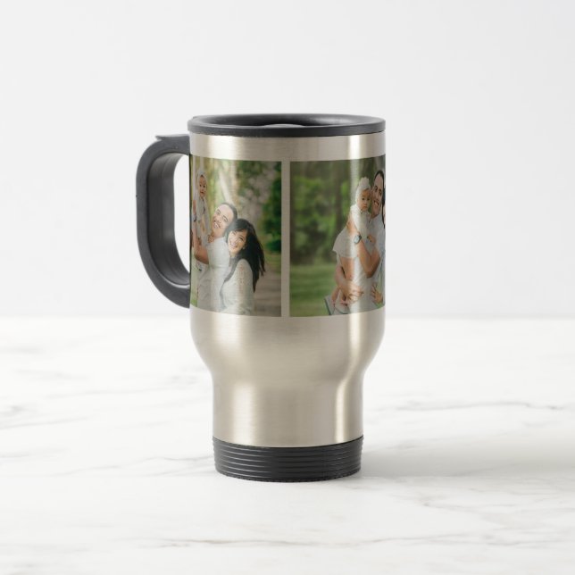 Benutzerdefiniertes Instagramm 3 Foto Personalisie Reisebecher (Vorderseite Links)