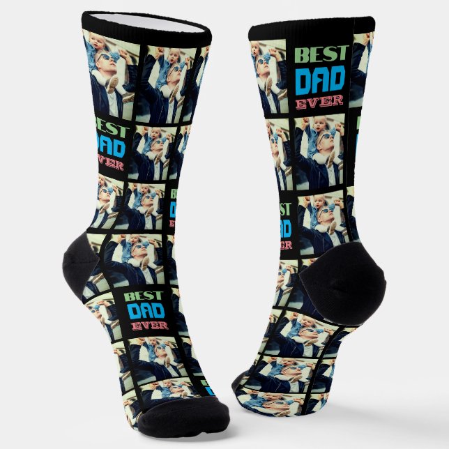 Benutzerdefiniertes Instagramm Foto der beste Papa Socken (Gewinkelt)