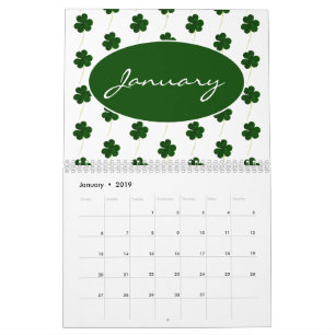 Benutzerdefiniertes Jahr 2024 Irish Kleeblatt Patt Kalender