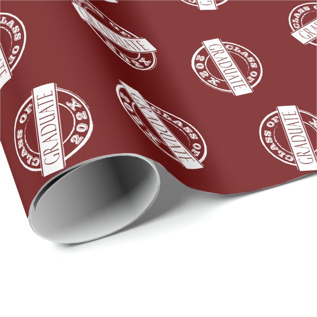 Benutzerdefiniertes Jahr für Burgundy Red Abschlus Geschenkpapier (Rolleneckpunkt)