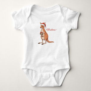 Benutzerdefiniertes Känguru mit Weihnachtsmannhut  Baby Strampler