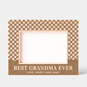 Benutzerdefiniertes Karomuster Beste Oma Aller Zei Geätzte Rahmen
