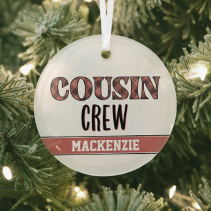 Benutzerdefiniertes Karomuster Cousin Crew Cousin Ornament Aus Glas