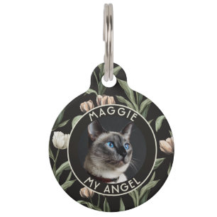 Benutzerdefiniertes Katzen-Geschenk Tulpenblume Haustiermarke