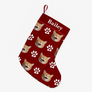 Benutzerdefiniertes Katzenfeld und Namenspatch Kleiner Weihnachtsstrumpf