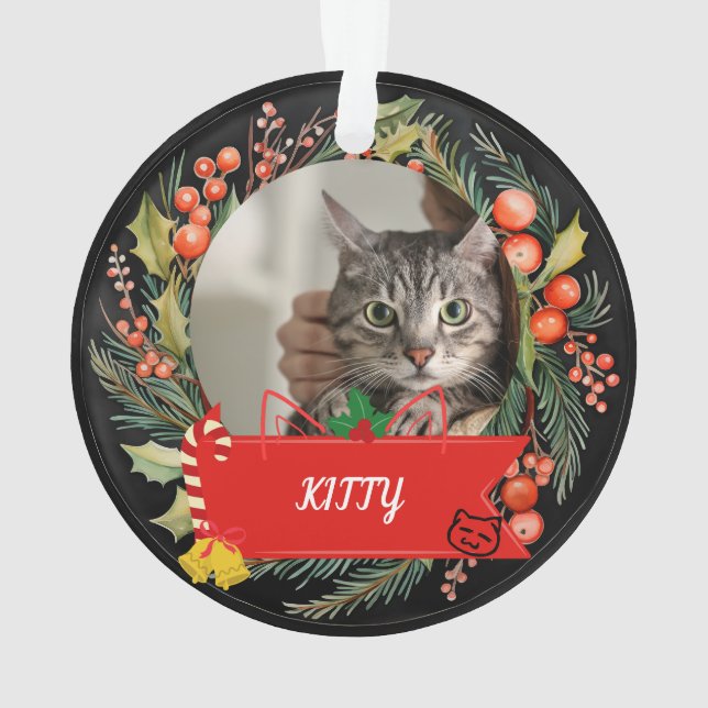 Benutzerdefiniertes Katzenname Foto Katzenname per Ornament (Rückseite)