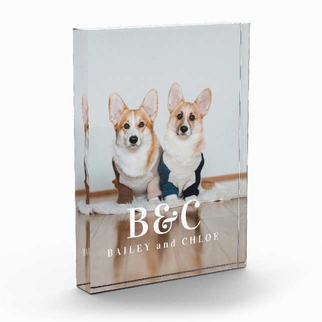 Benutzerdefiniertes Keepake Pet Hund-Foto mit Name Fotoblock (Links)