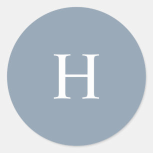 Benutzerdefiniertes Klassisch Blau Elegantes Monog Runder Aufkleber