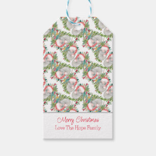 Benutzerdefiniertes Koala-Weihnachten Weiß Geschenkanhänger