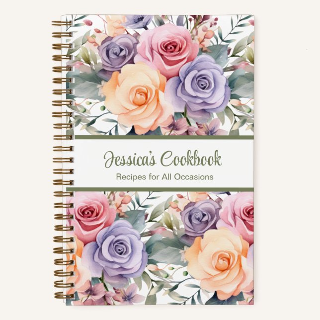 Benutzerdefiniertes Kochbuch Rosa Blume Rezepte No Notizbuch (Vorderseite)