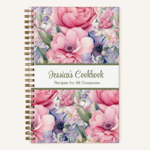 Benutzerdefiniertes Kochbuch Rosa Blume Rezepte No Notizbuch