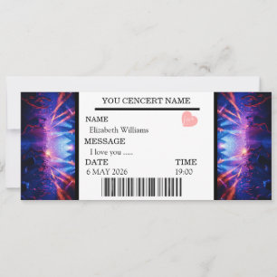 Benutzerdefiniertes Konzert-Ticket-Geschenk Mädche Einladung
