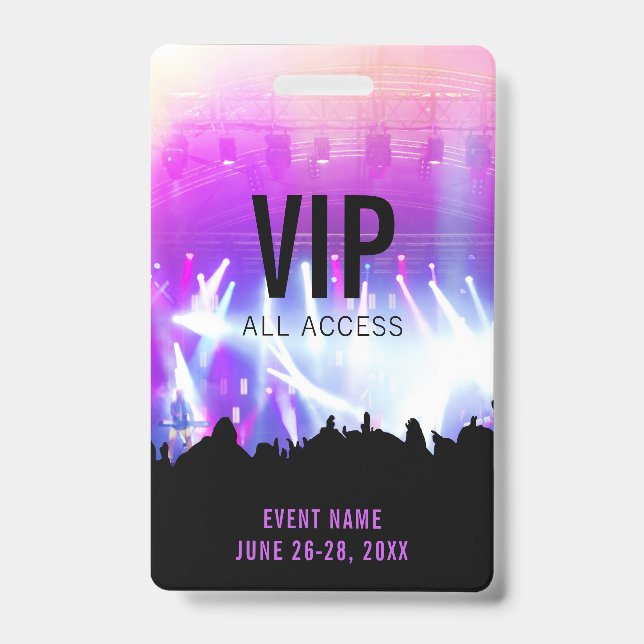 Benutzerdefiniertes Konzert VIP All Access Pass Ausweis (Vorderseite)