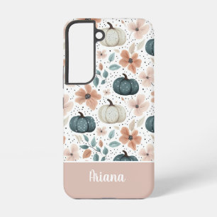 Benutzerdefiniertes Kürbis- und Blumenmuster  Samsung Galaxy Hülle