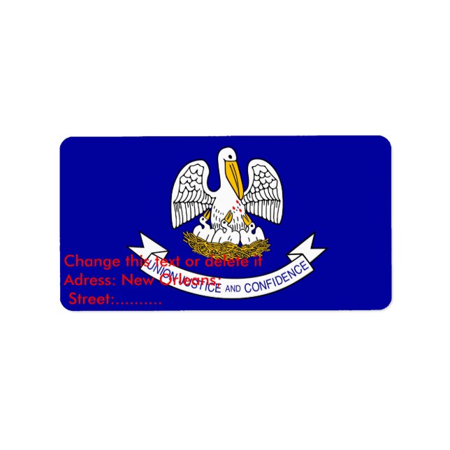 Benutzerdefiniertes Label mit Flag von Louisiana,  Adressaufkleber (Vorne)