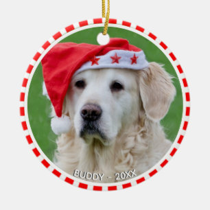 Benutzerdefiniertes Labrador-Hundefoto mit rotem u Keramik Ornament