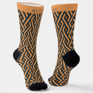 Benutzerdefiniertes Licht Dunkles Orange Blau Geom Socken