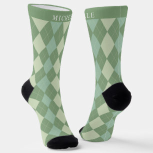 Benutzerdefiniertes Licht Dunkles Salbei-Grün Argy Socken