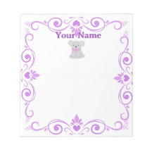 Benutzerdefiniertes lila Koala-Filigran-Name-Notiz