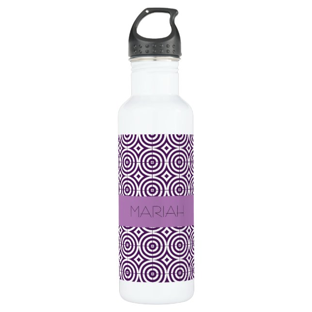 Benutzerdefiniertes Lila Lavendergeometrie-Muster Edelstahlflasche (Vorderseite)
