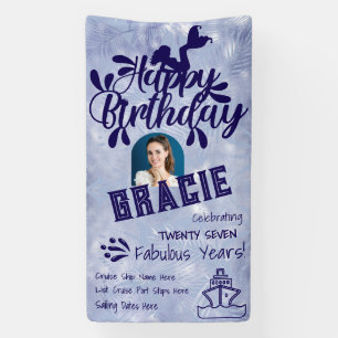 Benutzerdefiniertes lila Meerjungfrau Happy Birthd Banner