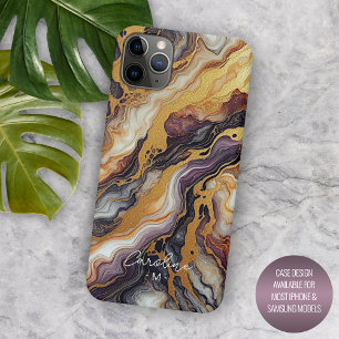 Benutzerdefiniertes Lila Schwarz Grau Gold Marmor Case-Mate iPhone Hülle