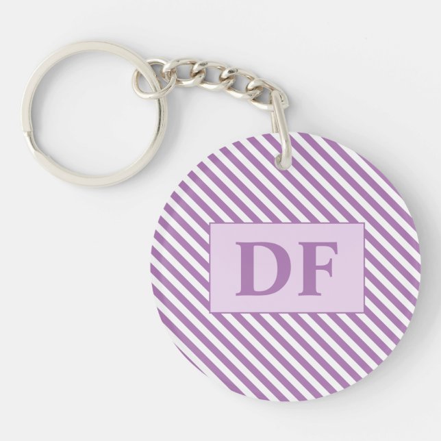 Benutzerdefiniertes Lila/weißes Streifen Schlüsselanhänger (Vorderseite)