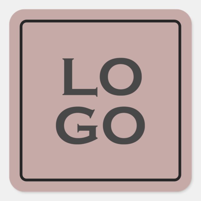 Benutzerdefiniertes Logo auf Dusty Pink mit Rahmen Quadratischer Aufkleber (Vorderseite)