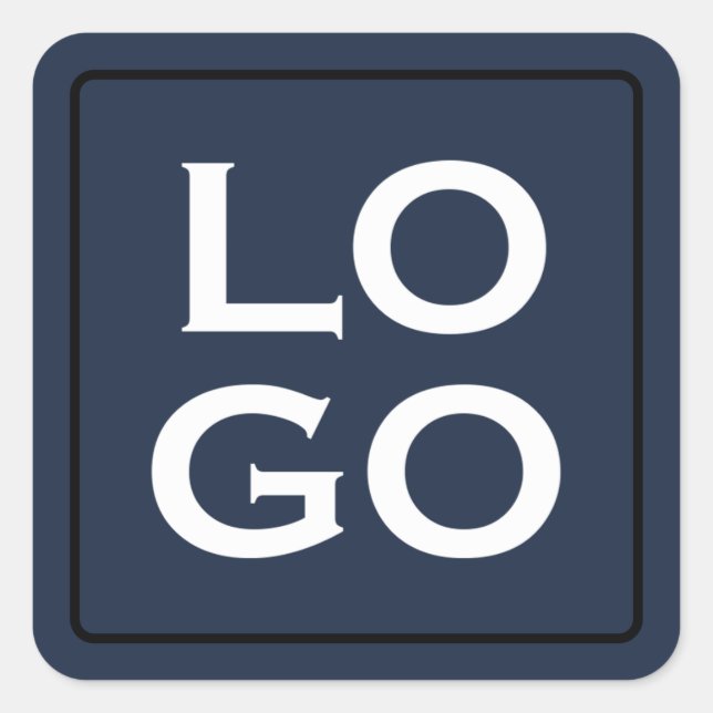 Benutzerdefiniertes Logo auf Navy Blue mit Frame Quadratischer Aufkleber (Vorderseite)