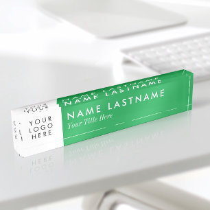 Benutzerdefiniertes Logo Bright Kelly Green Modern Namensplakette