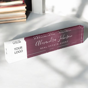 Benutzerdefiniertes Logo Burgundy Elegant Beruflic Namensplakette