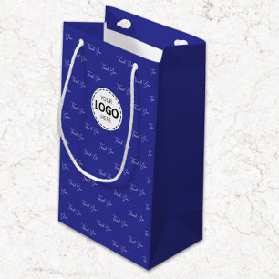 Benutzerdefiniertes Logo Dankeschön Muster Blau Kleine Geschenktüte