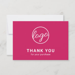 Benutzerdefiniertes Logo Einfach Fuschia Hot-Pink- Dankeskarte
