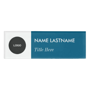Benutzerdefiniertes Logo EleganBlue White Magnet T Namenschild