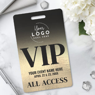 Benutzerdefiniertes Logo Elegant Schwarz Gold VIP Ausweis