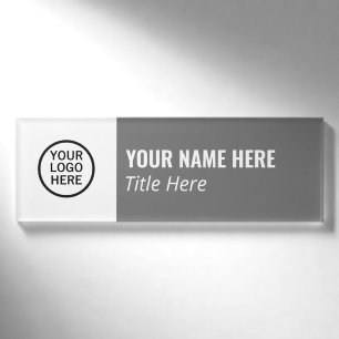 Benutzerdefiniertes Logo Elegante dunkelgraue, wei Namenschild