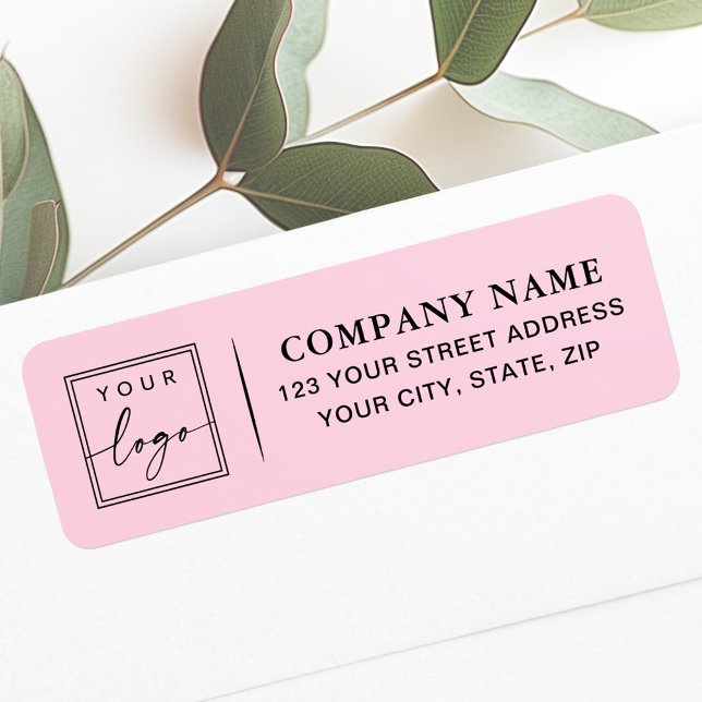 Benutzerdefiniertes Logo elegante rosa Business-Rü (Custom logo elegant pink business return address label)