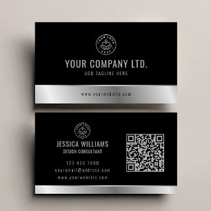 Benutzerdefiniertes Logo Eleganter Black Silver QR Visitenkarte