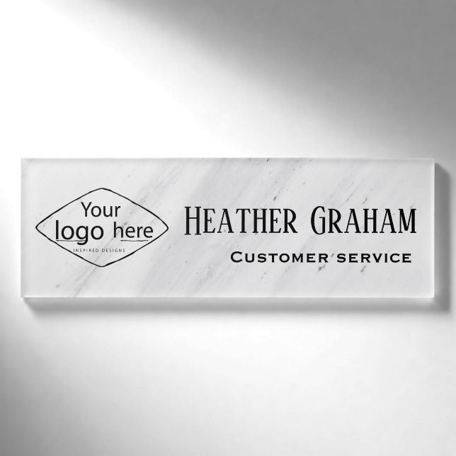 Benutzerdefiniertes Logo Elegantes Design aus weiß Namenschild (Vorderseite)