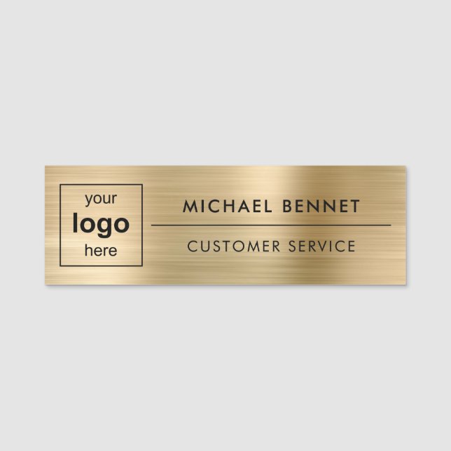 Benutzerdefiniertes Logo Elegantes Gold Berufliche Namensschild (Vorderseite)