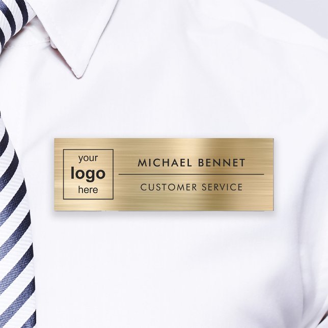 Benutzerdefiniertes Logo Elegantes Gold Berufliche Namensschild (Custom Logo Elegant Gold Professional Business Name Tag)