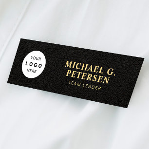 Benutzerdefiniertes Logo elegantes Schwarz Leder G Namenschild